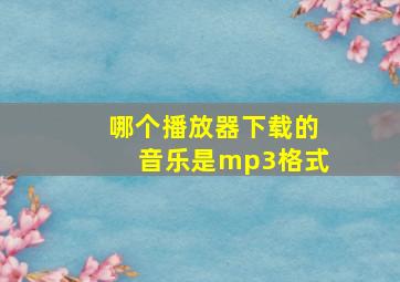 哪个播放器下载的音乐是mp3格式