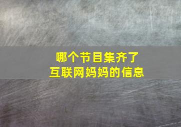 哪个节目集齐了互联网妈妈的信息