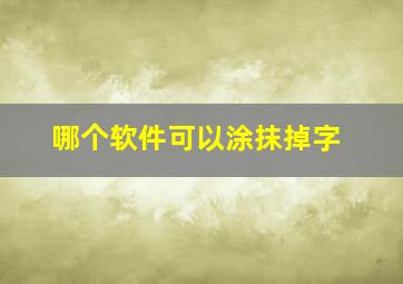 哪个软件可以涂抹掉字