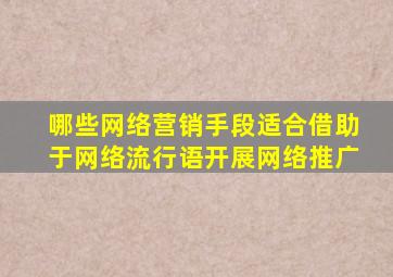 哪些网络营销手段适合借助于网络流行语开展网络推广