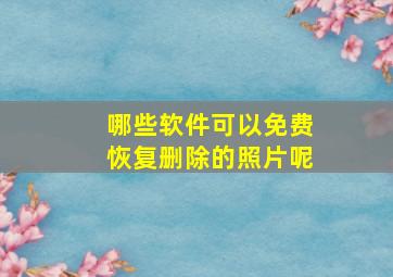 哪些软件可以免费恢复删除的照片呢