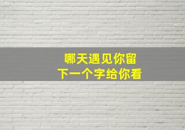 哪天遇见你留下一个字给你看