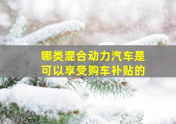 哪类混合动力汽车是可以享受购车补贴的