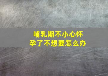 哺乳期不小心怀孕了不想要怎么办