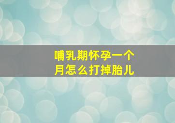 哺乳期怀孕一个月怎么打掉胎儿