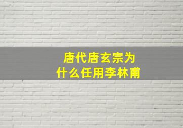 唐代唐玄宗为什么任用李林甫