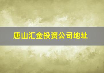 唐山汇金投资公司地址