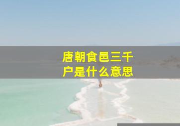 唐朝食邑三千户是什么意思