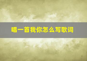 唱一首我你怎么写歌词