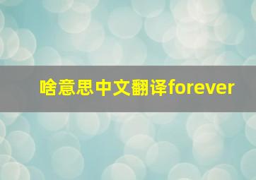 啥意思中文翻译forever