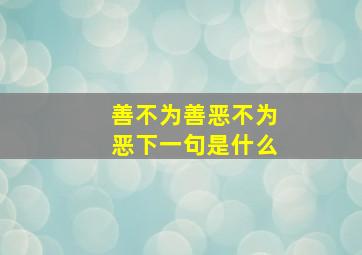 善不为善恶不为恶下一句是什么