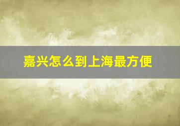 嘉兴怎么到上海最方便