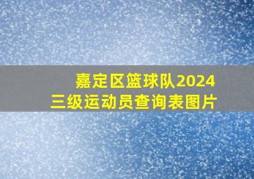 嘉定区篮球队2024三级运动员查询表图片