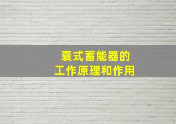 囊式蓄能器的工作原理和作用