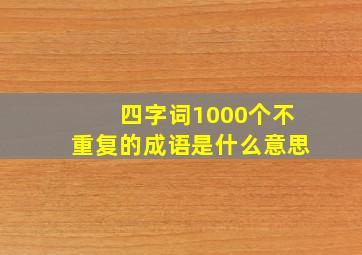 四字词1000个不重复的成语是什么意思