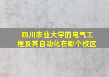 四川农业大学的电气工程及其自动化在哪个校区