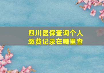 四川医保查询个人缴费记录在哪里查