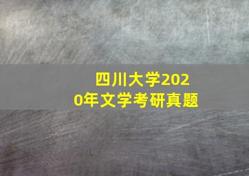 四川大学2020年文学考研真题