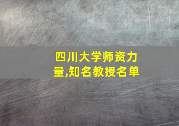 四川大学师资力量,知名教授名单