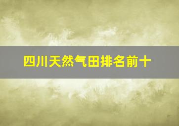 四川天然气田排名前十