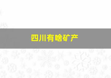 四川有啥矿产