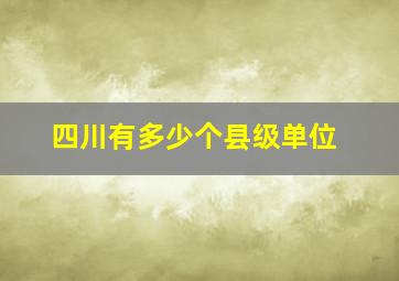 四川有多少个县级单位