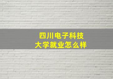 四川电子科技大学就业怎么样