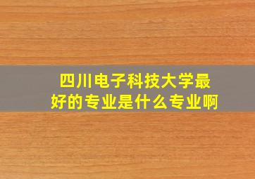 四川电子科技大学最好的专业是什么专业啊