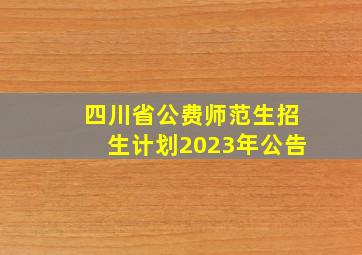 四川省公费师范生招生计划2023年公告