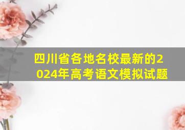 四川省各地名校最新的2024年高考语文模拟试题