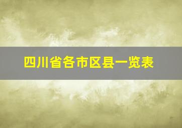 四川省各市区县一览表