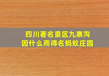 四川著名景区九寨沟因什么而得名蚂蚁庄园