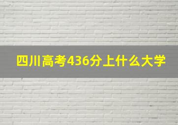 四川高考436分上什么大学