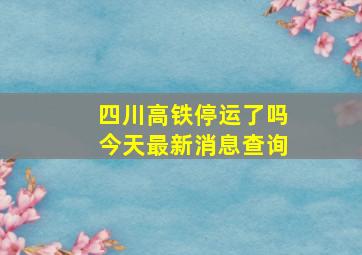 四川高铁停运了吗今天最新消息查询