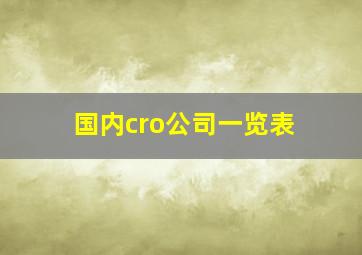 国内cro公司一览表