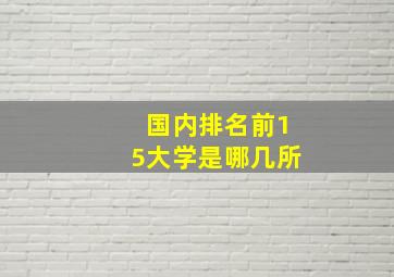 国内排名前15大学是哪几所