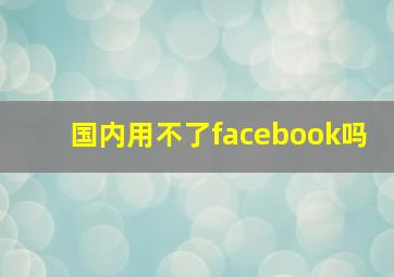 国内用不了facebook吗