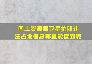 国土资源局卫星拍照违法占地信息哪里能查到呢