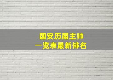 国安历届主帅一览表最新排名