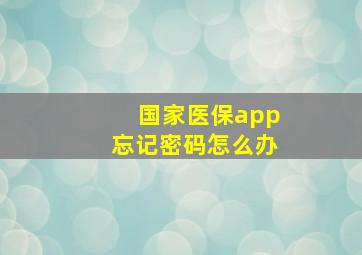 国家医保app忘记密码怎么办