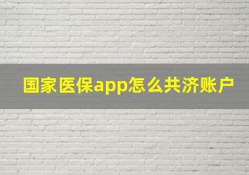 国家医保app怎么共济账户