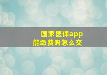 国家医保app能缴费吗怎么交