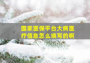 国家医保平台大病医疗信息怎么填写的啊