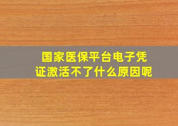 国家医保平台电子凭证激活不了什么原因呢