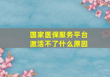 国家医保服务平台激活不了什么原因