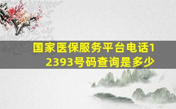 国家医保服务平台电话12393号码查询是多少