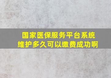 国家医保服务平台系统维护多久可以缴费成功啊