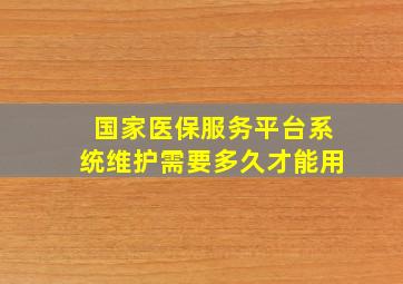 国家医保服务平台系统维护需要多久才能用