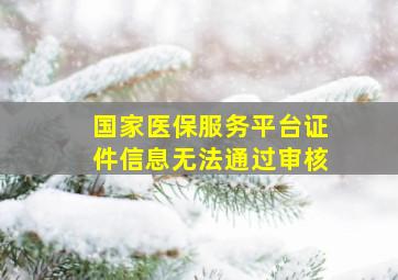 国家医保服务平台证件信息无法通过审核