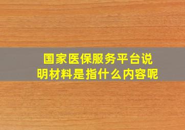 国家医保服务平台说明材料是指什么内容呢